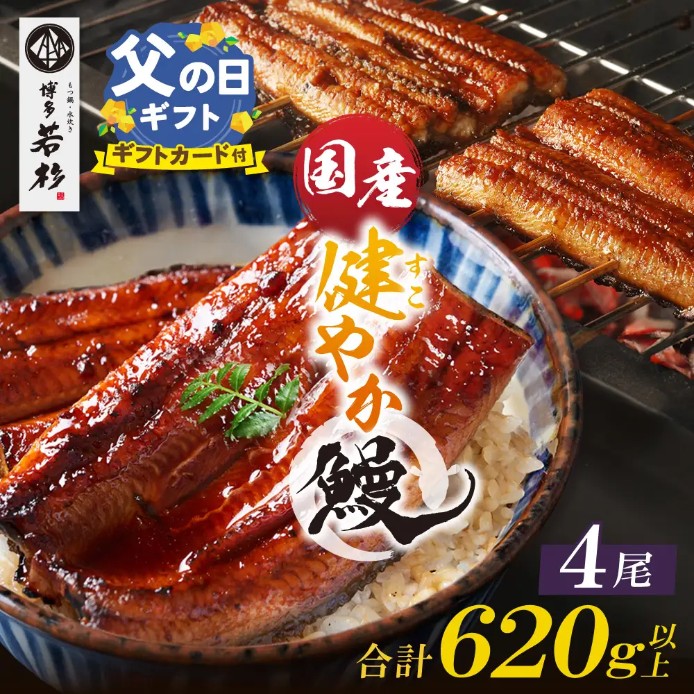 Y61-172R02  【父の日ギフト】健やか鰻 国産うなぎ蒲焼（無頭）4尾（計620g以上） うなぎ