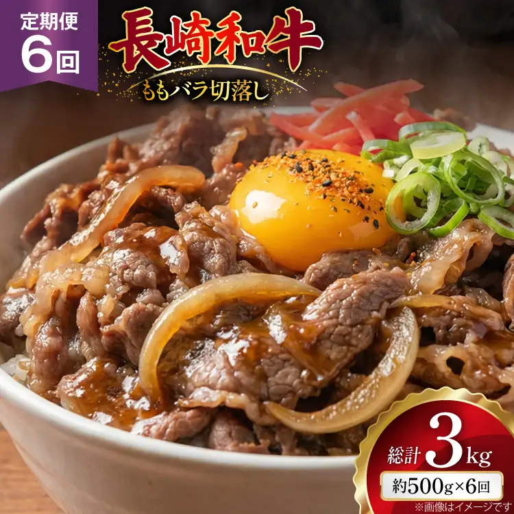 AJ575 【6回定期便】長崎和牛 切り落とし (もも・バラ) 約500g   [ まるしん商会 長崎県 島原市 ]