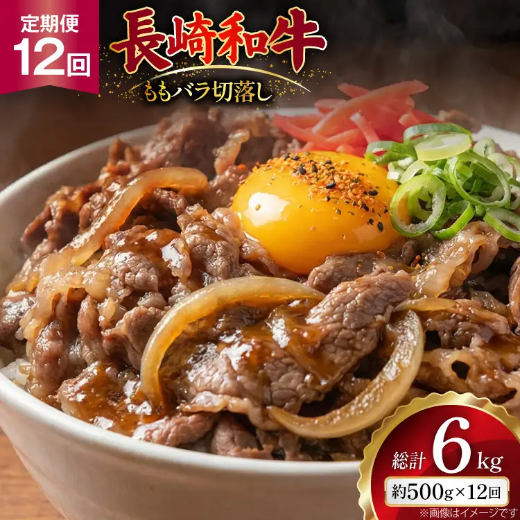 AJ576 【12回定期便】長崎和牛 切り落とし (もも・バラ) 約500g   [ まるしん商会 長崎県 島原市 ]