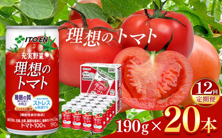 【定期便12回】トマト 100％ 理想のトマト 缶 ( 190g × 20本 ) 