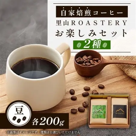 【豆:2種計400g】自家焙煎コーヒー豆(200g×2)　里山ROASTERYお楽しみセット【1695709】