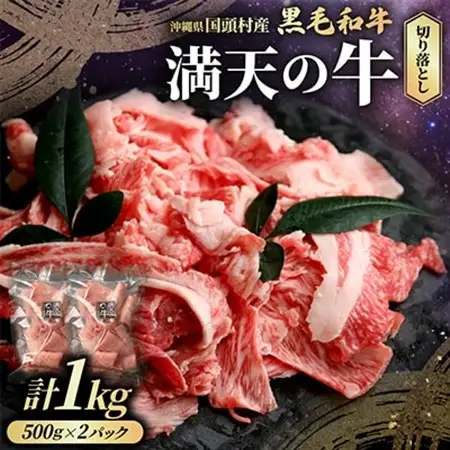 やんばるの自然が育んだ「黒毛和牛 経産牛」切り落とし 合計1kg(500g×2パック)【配送不可地域：離島】【1716771】
