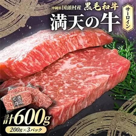 やんばるの自然が育んだ「黒毛和牛 経産牛」サーロイン 合計600g(200g×3パック)【配送不可地域：離島】【1716773】