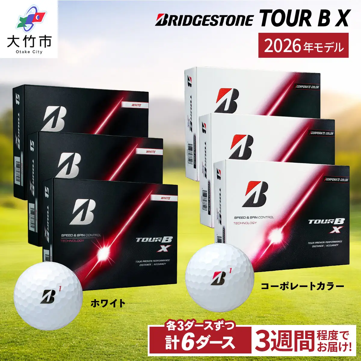 【ふるなび限定】2026年モデル TOUR B X 計6ダース【ホワイト、コーポレートカラー 各3ダースずつ】ブリヂストン ゴルフボール FN-Limited-SP [2546]