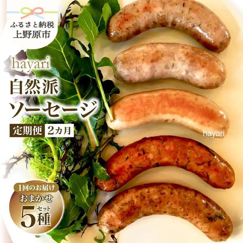 【2ヶ月定期便】hayariの自然派ソーセージおまかせ５種セット