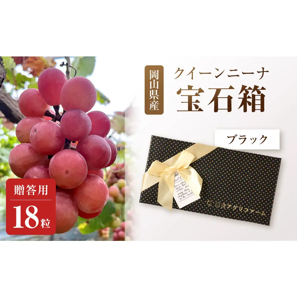 ぶどう2026年クイーンニーナ宝石箱18粒  大粒厳選秀品 ギフト 贈答用 贈り物 農林大臣賞2回受賞 採りたて発送 農家直送 数量限定 新鮮    岡山 果物 フルーツ 化粧箱 贈答用ブラック