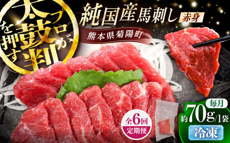 【全6回定期便】純国産馬 赤身馬刺し 約70g / ばさし 馬刺 あかみ 熊本馬刺し 熊本県 菊陽町【株式会社古閑ファーム】[BHDF025]
