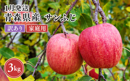 2027年1月発送　【訳あり】家庭用サンふじ 約3kg【原田農園】 家庭用 青森 青森県産 平川 りんご リンゴ 林檎 くだもの 果物 フルーツ 葉とらず サンふじ ふじ［hi-0068-018］