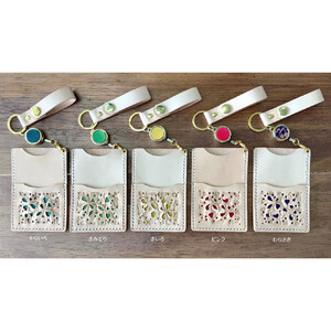 本革ICカードケース（障害のある人たちがつくるハートフルグッズ）【むらさき】【11100-0165】