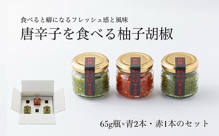 柚子胡椒65g瓶×赤青3本入り【創業40年の和食店が提供する】こだわり抜いた柚子胡椒[H4531]