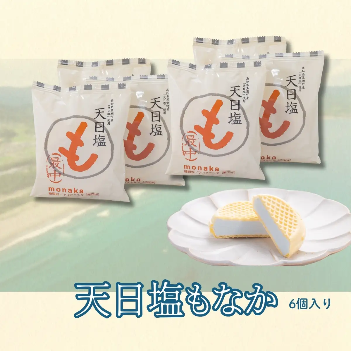 Made in 土佐★天日塩もなか6個（高知アイス）