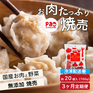 【3か月定期便】paoの無添加餃子「お肉たっぷり焼売」700g(約20個) 全3回お届け 惣菜 冷凍 国産野菜 中華 点心 おかず おつまみ しゅうまい シューマイ 揚げ物 化学調味料不使用 食品添加物不使用 058017