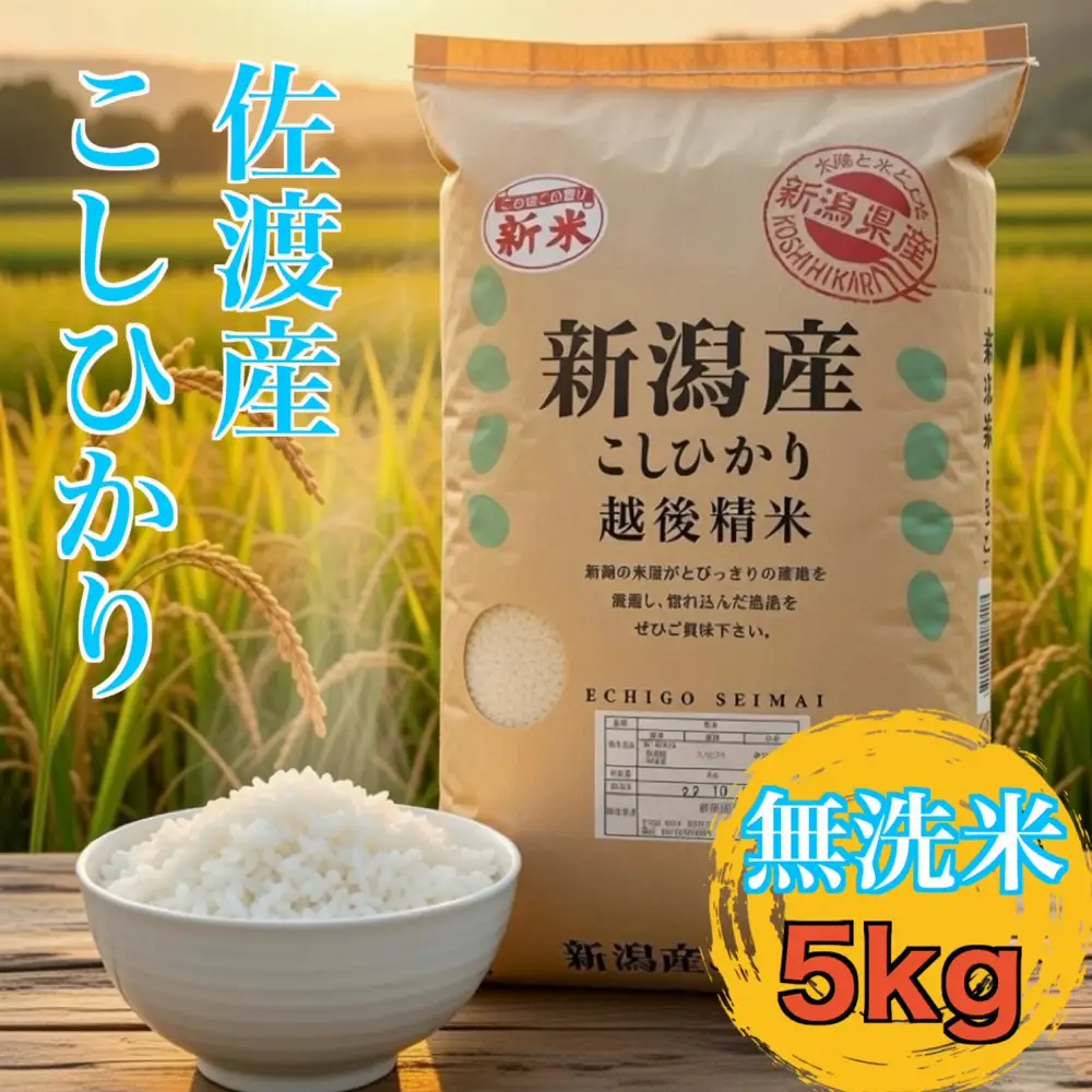 【佐渡島が誇る極上コシヒカリ】無洗米 佐渡産コシヒカリ 5kg