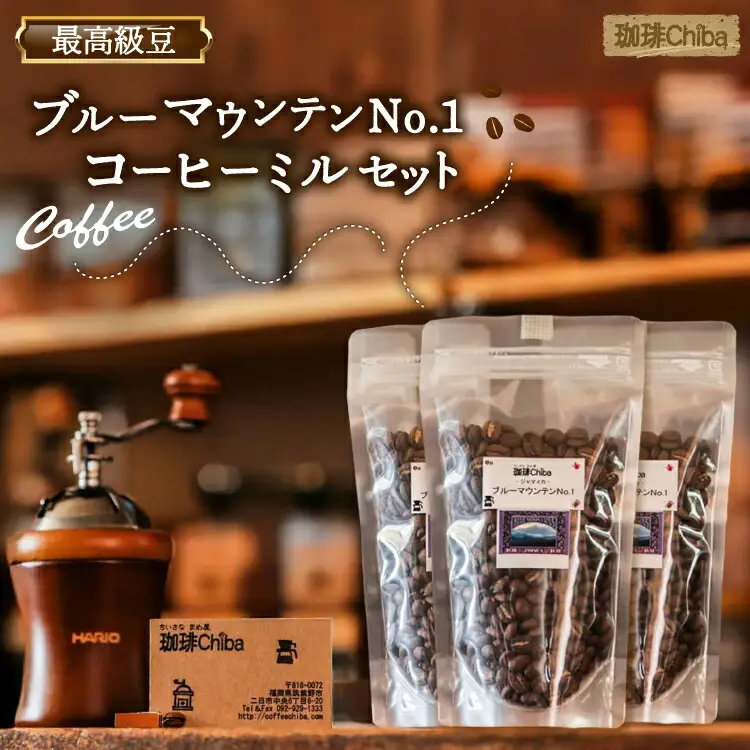 コーヒー豆 「ブルーマウンテンNo.1」 300g と 「コーヒーミル」 の セット [珈琲Chiba 福岡県 筑紫野市 21761267]