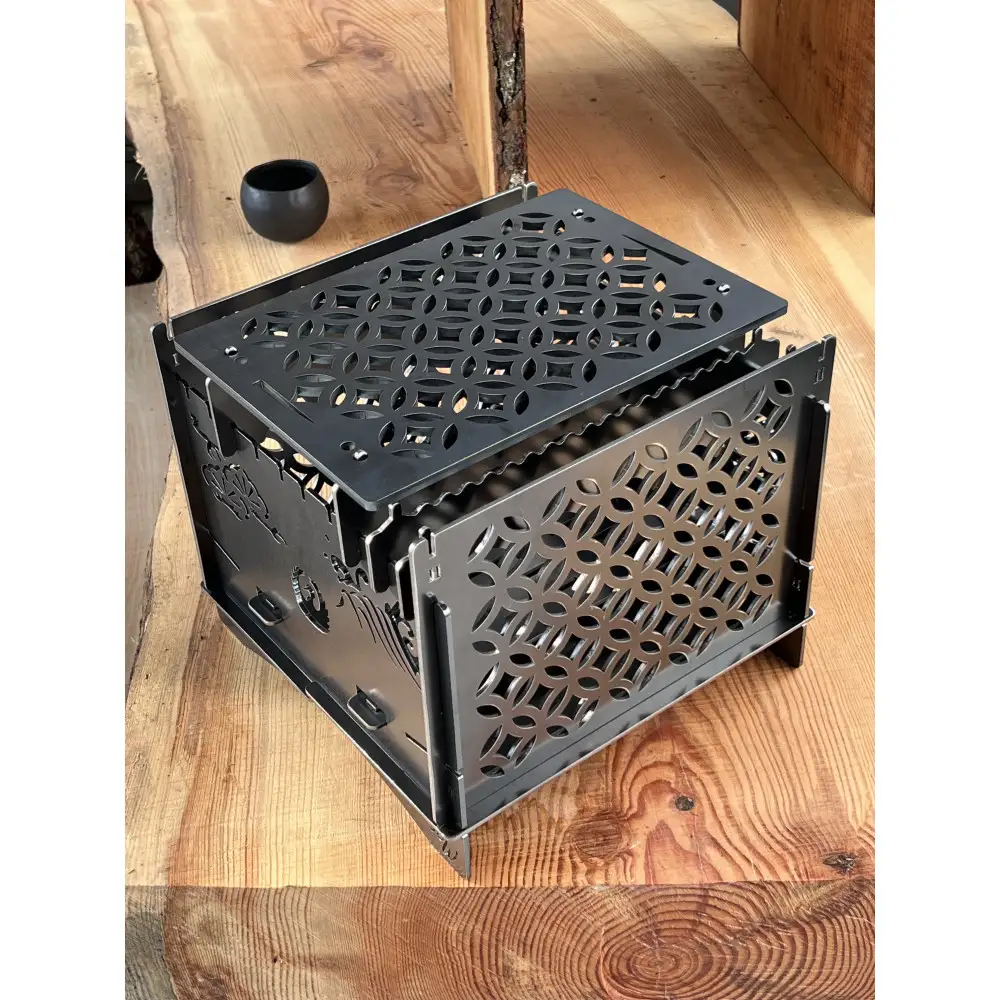 3WAY焚火BOX和柄スタンダードセット＋グリル鉄板L和柄4.5mm厚（オプション品）