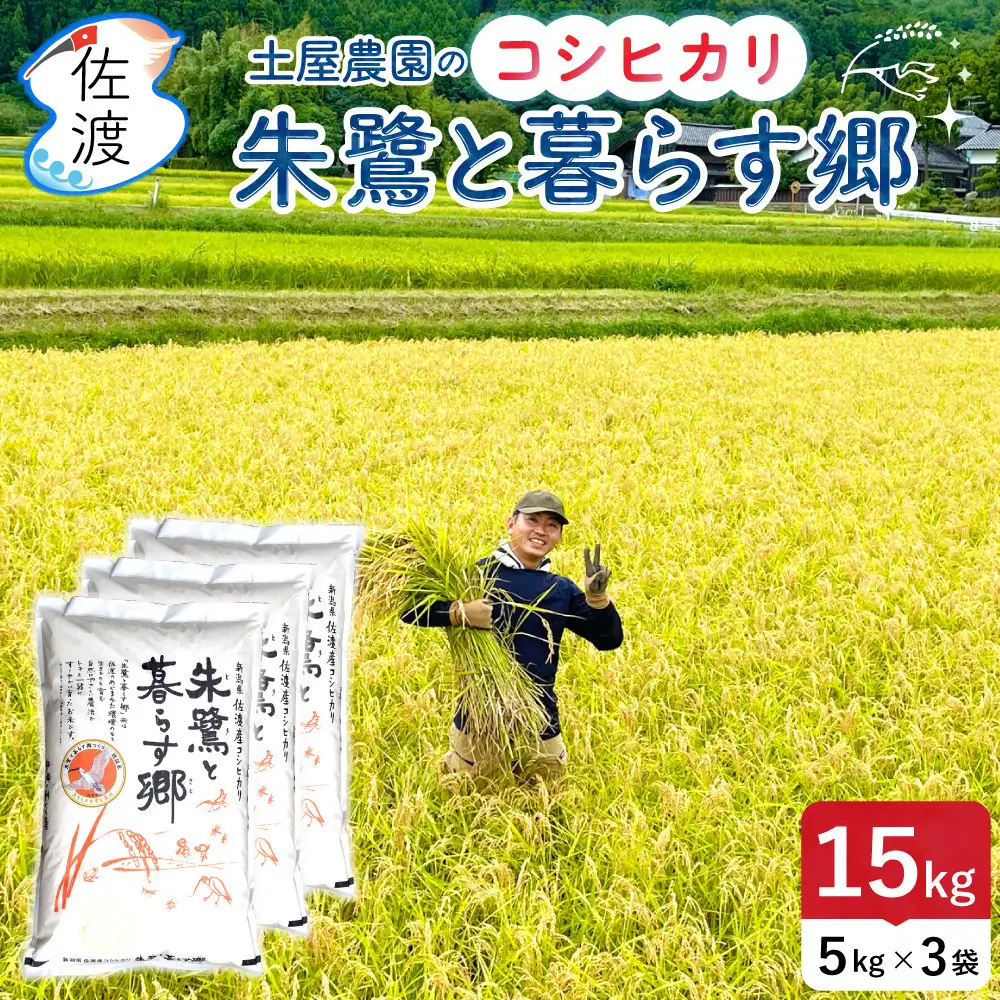 佐渡島産コシヒカリ「朱鷺と暮らす郷」白米15kg(5kg×3袋) 土屋農園 令和7年産 特別栽培米