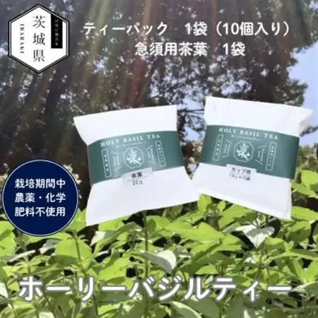 奇跡のハーブ ホーリーバジルティー【ティーパック10個入×1袋、急須用茶葉22g×1袋】計2袋【配送不可地域：離島・沖縄県】【1719300】