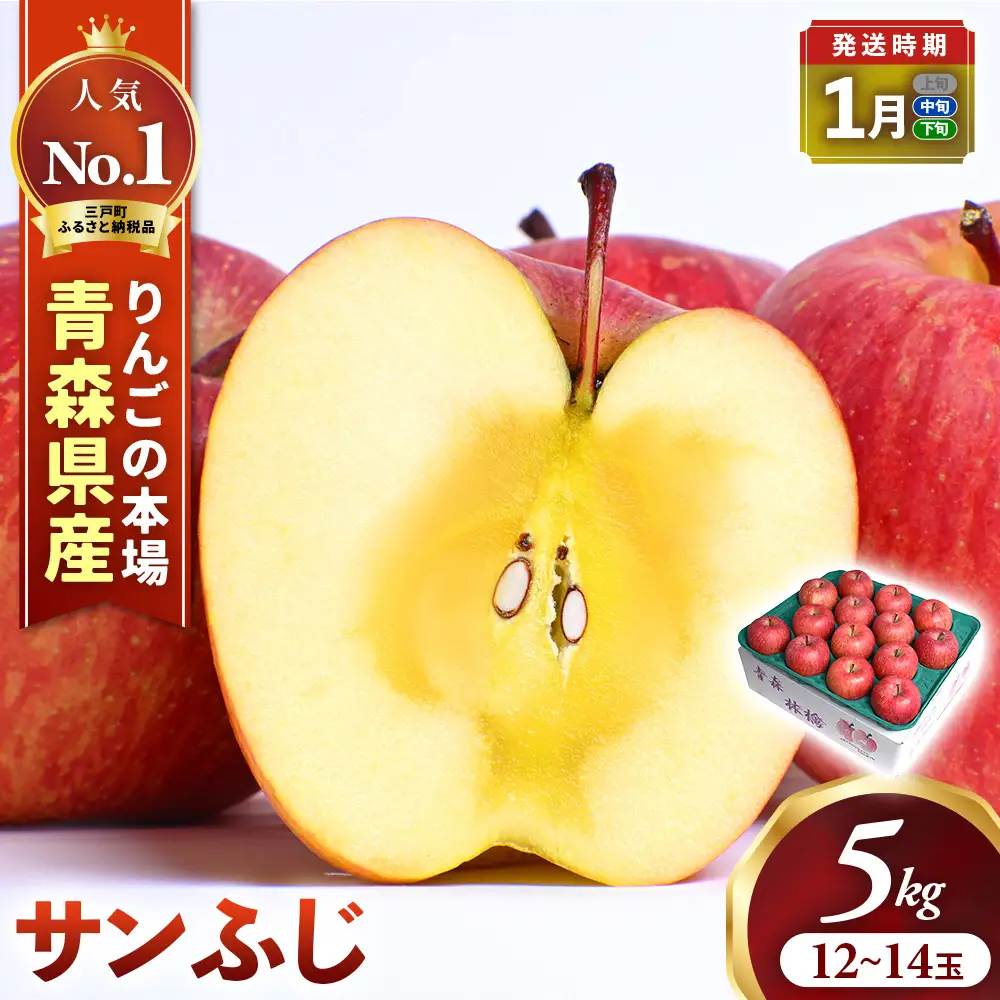 青森県産りんご サンふじ 約5kg 1月中旬～ りんご