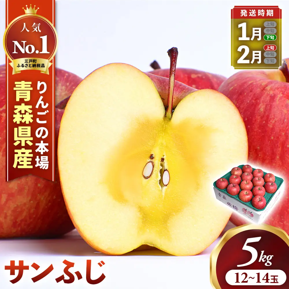 青森県産りんご サンふじ 約5kg 1月下旬～ りんご