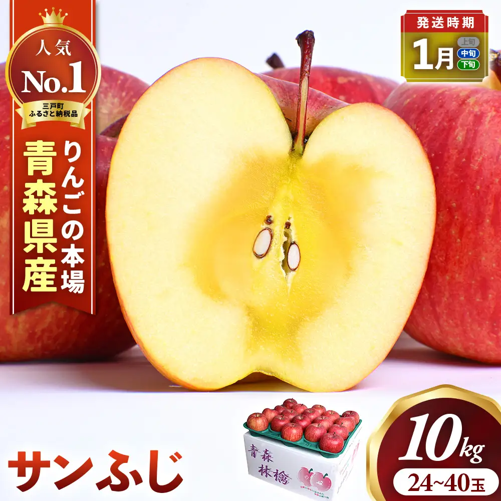 大容量 青森県産りんご 1月中旬～ サンふじ 10kg りんご