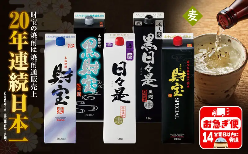 B2-22144／【麦焼酎】紙パック 5種5本 温泉水 財宝 鹿児島 焼酎 お酒