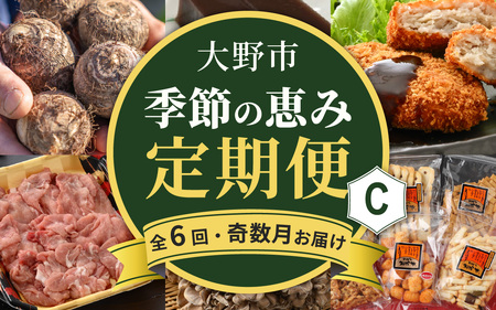 【越前おおの季節の恵み定期便　6回コース】　Cコース（奇数月にお届け）