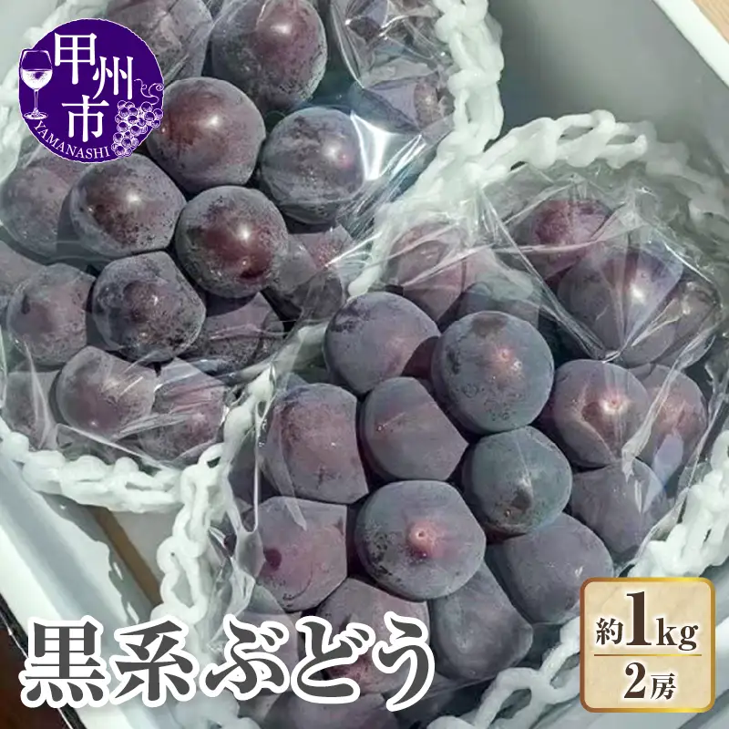 【クール配送】山梨県産黒系ぶどう2房（約1kg）【2026年発送】（KFT）B11-1812 黒ぶどう フルーツ