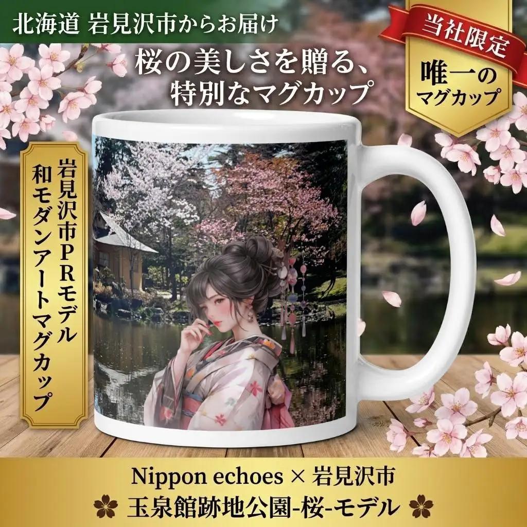 北海道岩見沢市 和モダン 桜 マグカップ 当社限定 月下美人（玉泉館）【a173-001】