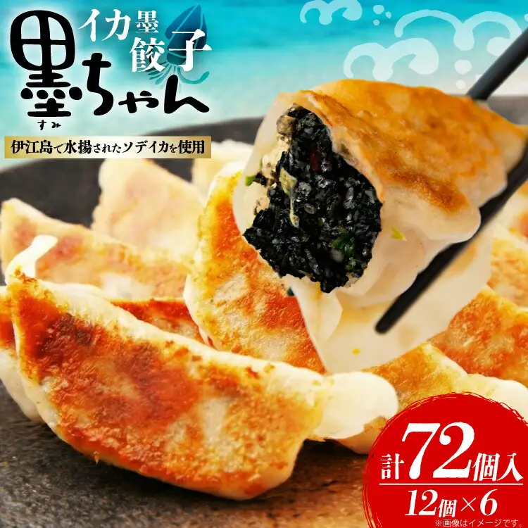 餃子 イカスミ 墨ちゃん 12個 6p 計72個 [伊江漁業 沖縄県 伊江村 ie47bde290006]