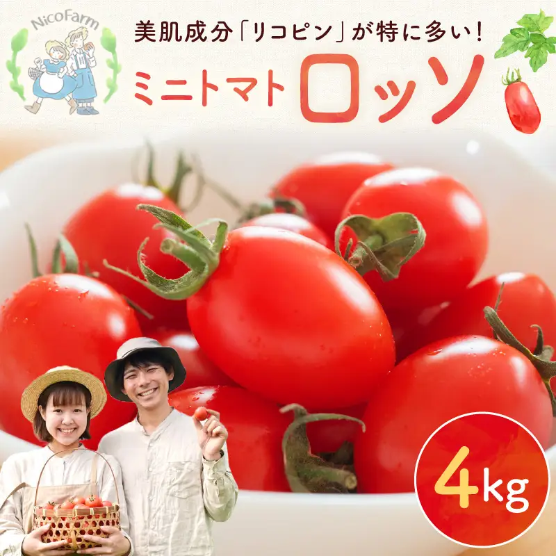 【先行予約】おやつに最適！Nicoロッソ 4kg ヘタなしミニトマト_Y124-0026