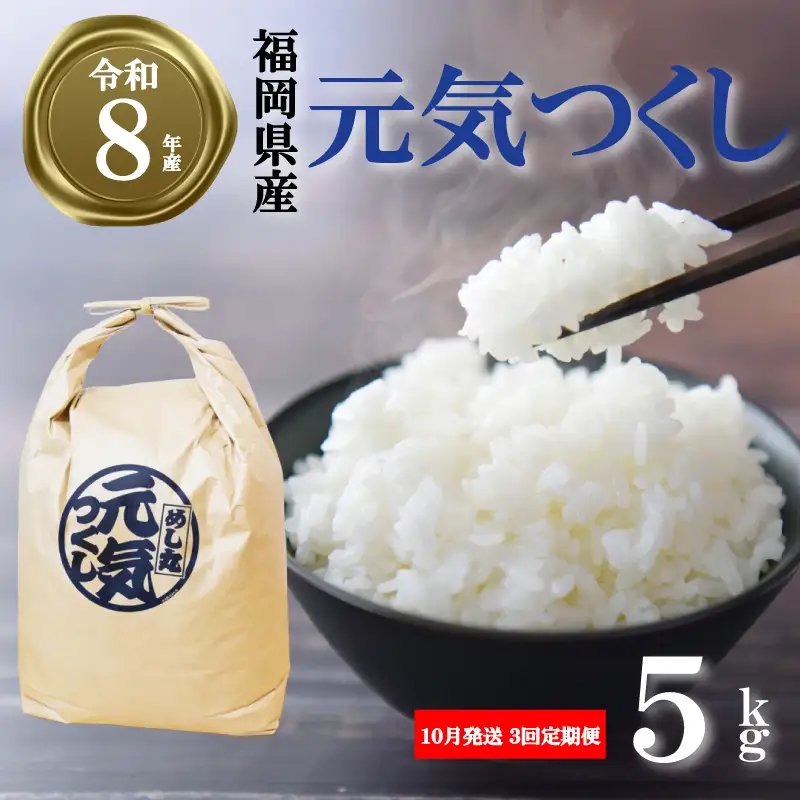 【 令和8年産先行予約！2026年10月発送】米 元気つくし 5kg 3回定期便 |米 FRF