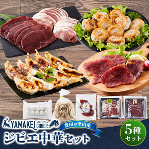 ジビエ中華セット（鹿モモスライス200ｇ、猪カタスライス200ｇ、猪餃子、鹿ハム、鹿小籠包）