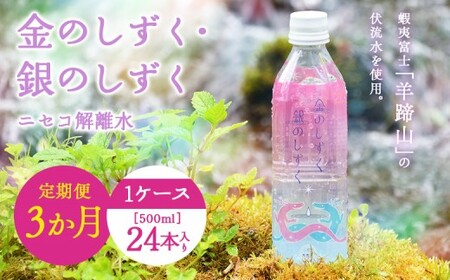 【全3回定期便】 ニセコ解離水 金のしずく・銀のしずく 500ml×24本 | 水 保存水 軟水 ミネラルウォーター 羊蹄山 解離水 | 株式会社アプロディーテ[BPAH002]