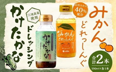 A334 かけたかなドレッシング ＆ みかんどれっしんぐ 各190ml×1本セット （ 計2本 ） ドレッシング 調味料 料理 サラダドレッシング サラダ 野菜 高菜 三池高菜 ミカン 果物 くだもの セット