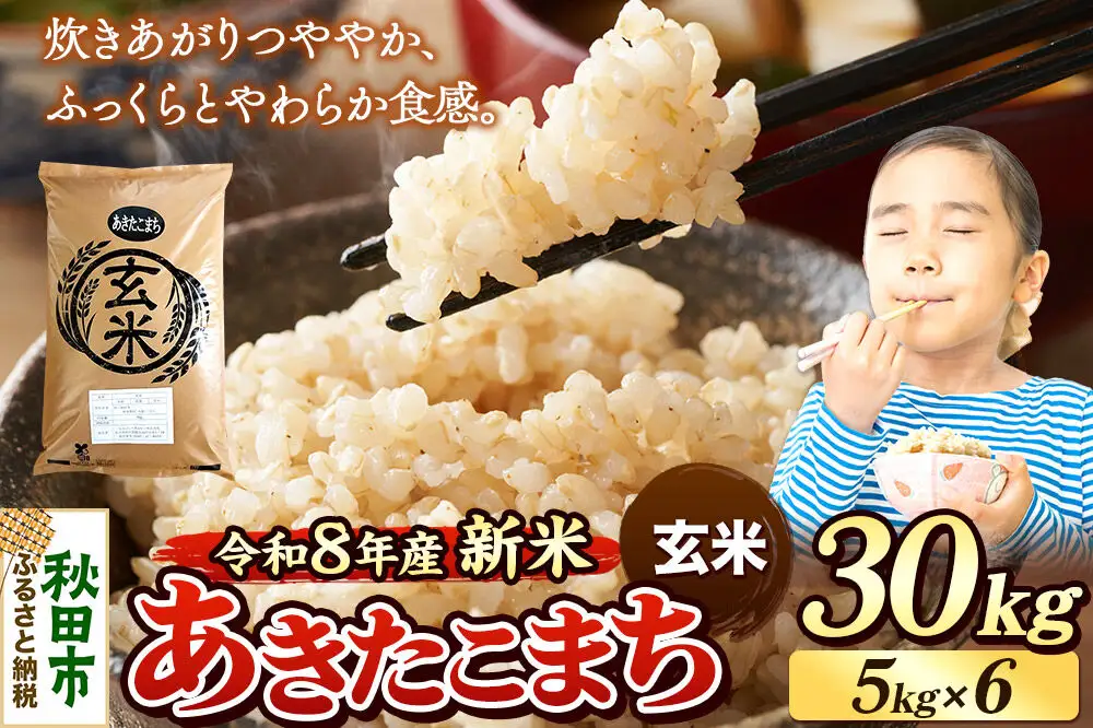 《令和8年産 新米受付》米 あきたこまち 30kg（5kg×6袋）【玄米】秋田県産