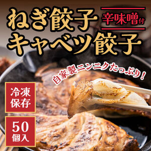 G-161 ネギ農家直営「ギョーザ中華そば専門店」の餃子！ねぎ餃子・きゃべつ餃子 50個入り 辛味噌付き