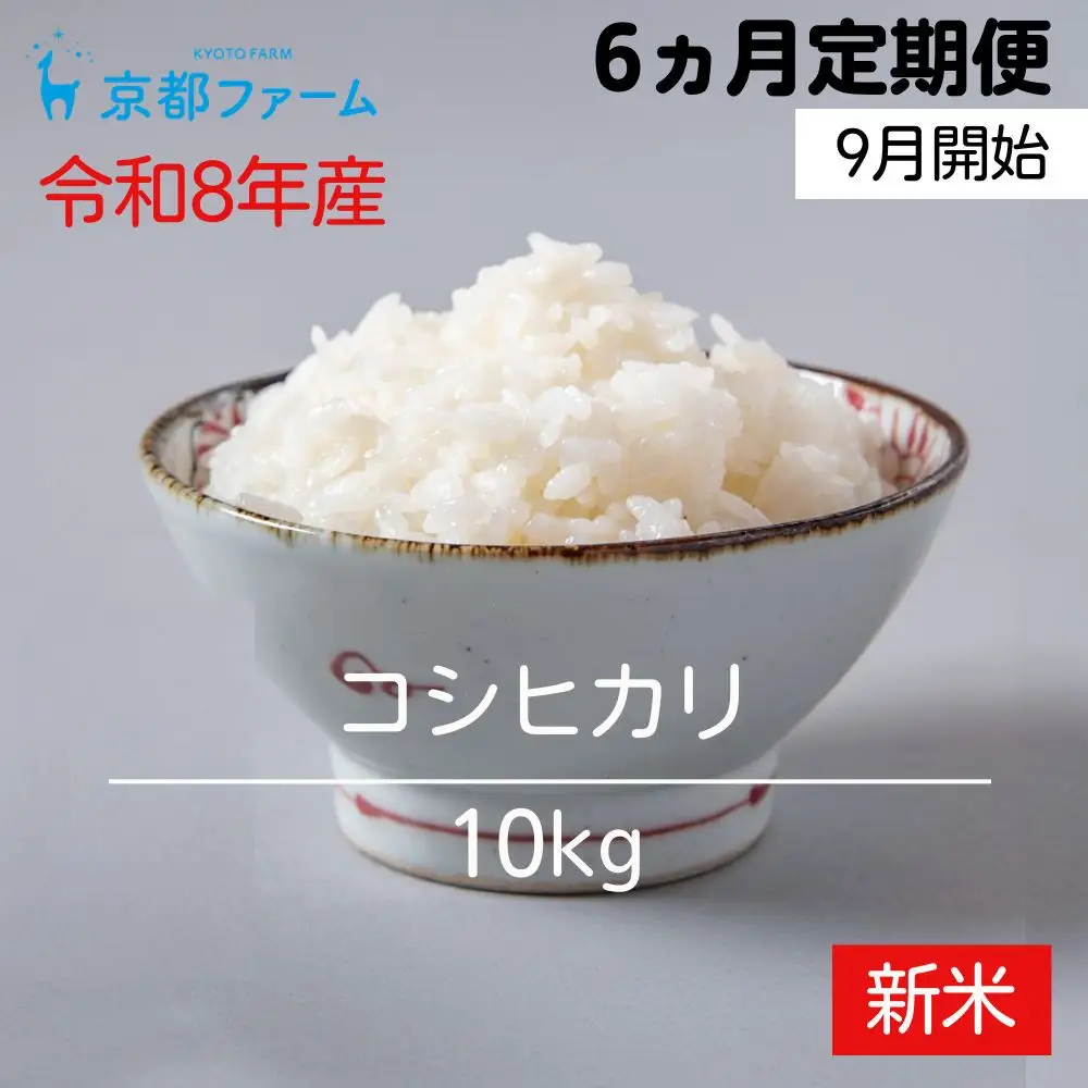 【新米先行受付】〈6か月定期便・9月開始〉【京都ファーム】令和8年産 京都ファームのコシヒカリ 毎月10kg×6回［ 京都 京北産 こしひかり精米 おいしい 人気 おすすめ 米 コメ お取り寄せ 通販 送料無料 ふるさと納税 ］