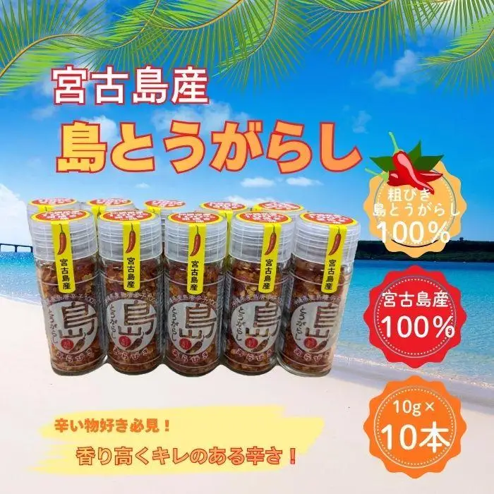 宮古島産　島とうがらし　粗挽きタイプ10g×10本（CR07）