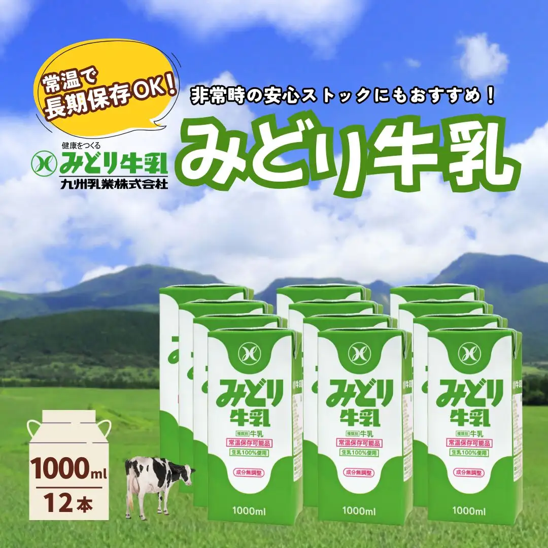 みどり牛乳 1000ml×12本 常温保存可能品 | 牛乳 1L 豊後高田市