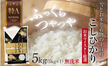 令和7年産 ｜無洗米｜ 魚沼産 コシヒカリ 5kg お米 こしひかり 新潟 （お米の美味しい炊き方ガイド付き） 精米 ご飯 ブランド米 銘柄米