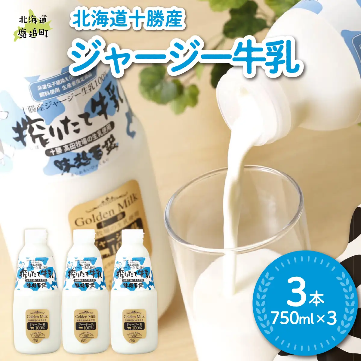 ジャージー牛乳 750ml ×3 SKM046