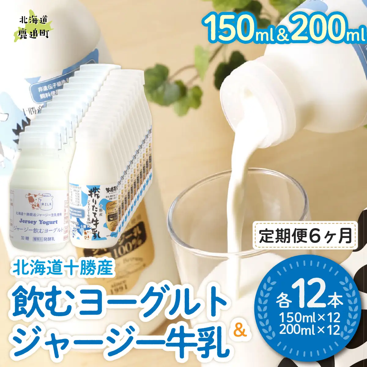【定期6ヶ月】ジャージー飲むヨーグルト150ml ジャージー牛乳200ml 各12本 SKM080