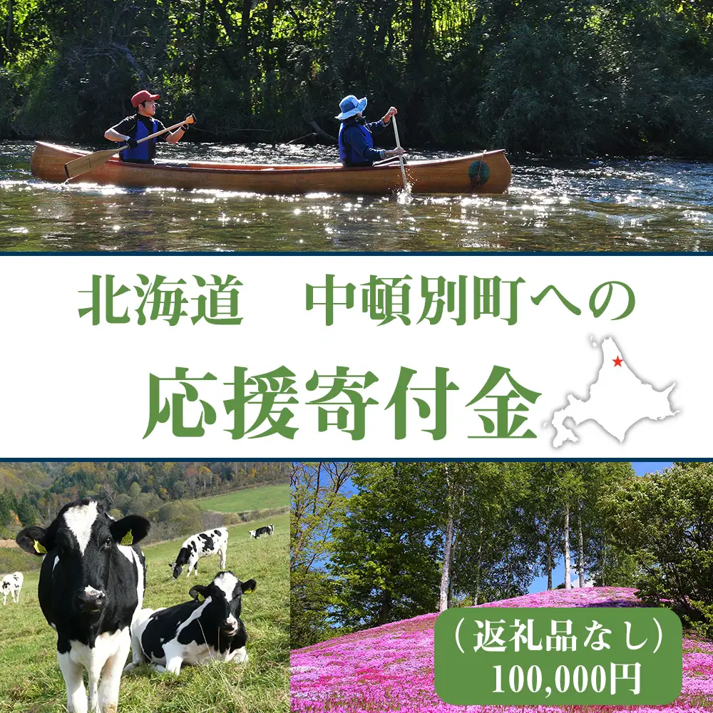 北海道 中頓別町 ☆応援寄附金☆【返礼品なし】100,000円分 ふるさと納税 寄附のみ