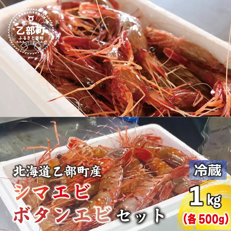 ＜ボタンエビ・シマエビ(冷蔵) 1kg(各500g)＞北海道乙部町産 産地直送