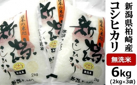 【令和7年産米】コシヒカリ 無洗米 6kg（2kg×3袋）中村農研 小分け[Y0608]