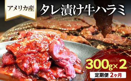 【2か月定期便】アメリカ産タレ漬け牛ハラミ　300g×2 | 牛肉 焼肉 焼き肉 アウトドア BBQ