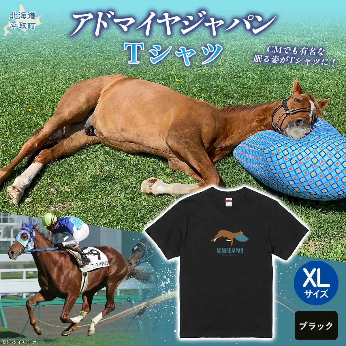 【アドマイヤジャパン×Yogibo】Ｔシャツ_XLサイズ（ブラック） BRTV036-4