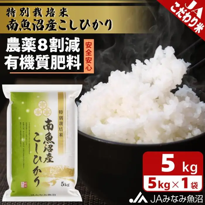 【令和7年産】特別栽培米南魚沼産こしひかり8割減 5kg 精米｜こしひかり