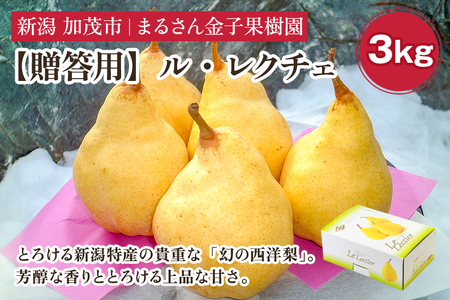 【2026年先行予約】【贈答用】ル・レクチェ 3kg（8?11玉）《12月上旬から順次発送》 果物 梨 洋梨 西洋梨 フルーツ 冬の味覚 デザート 産地直送 加茂市 まるさん金子果樹園 