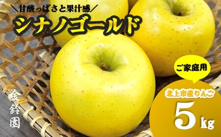 ＼ 予約受付 26年10月下旬発送開始予定 ／【北上市産】 シナノゴールド 5キロ 【 家庭用 】 セット (約13～20玉)  国産 東北 岩手 林檎 リンゴ 5kg 訳あり 果物 フルーツ しなの ゴールド 産地直送 送料無料 旬 秋 冬 金鈴園 岩手県 北上市 C0520